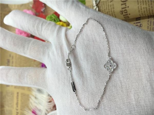 Buy cheap 18k White Gold Sweet Alhambra Bracelet , Gold Chain Bracelets For Ladies from wholesalers