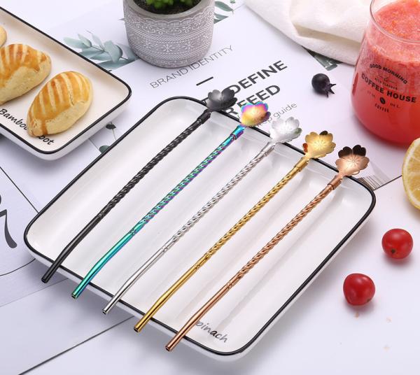 Buy cheap Spoon Type Reusable Stainless Steel Straws In Fashionable Design 22.2*2.5cm from wholesalers