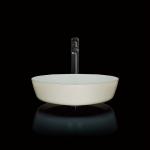 110mm Height Glass Basin Bowl 420mm Length Textured Round White Vessel Sink