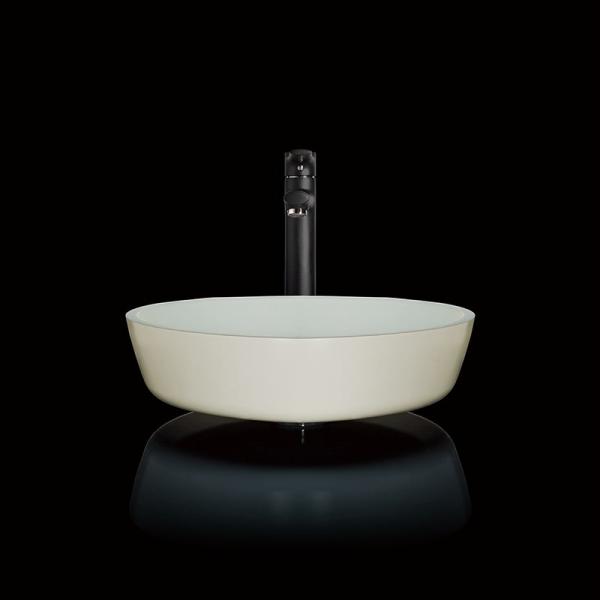 Buy cheap 110mm Height Glass Basin Bowl 420mm Length Textured Round White Vessel Sink from wholesalers