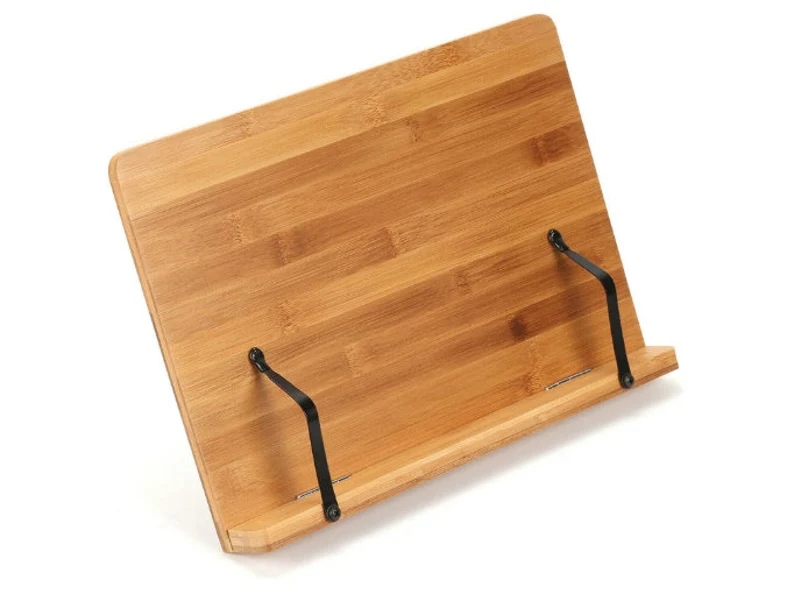Book Stand Book & Tablet Rest Cookbook Reading Holder with 2 Metal Page Holders Foldable Adjustable Stand Recipe Book Holder