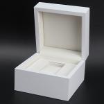 Custom White Wooden Watch Box PU Inside Material For Twist Watch Storage