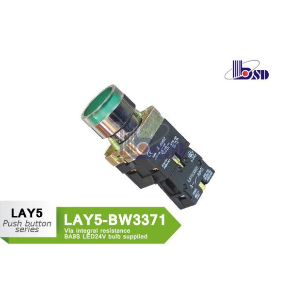 660V Green Flat Momentary Switch Via Integral Resistance LAY5（XB2）-BW3371