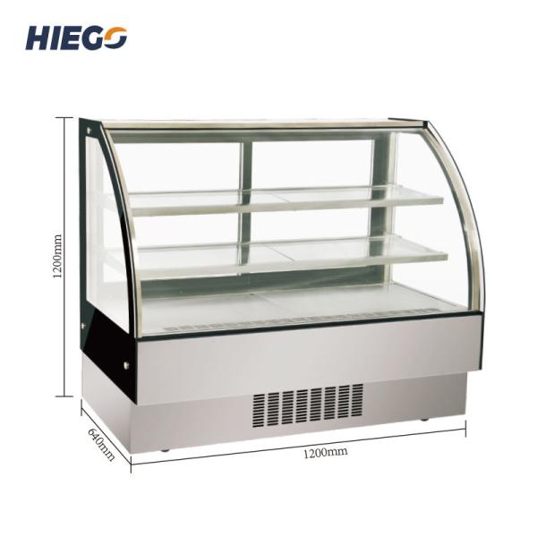 Confectionery Curved Cake Showcase Chiller Commercial Cake Display Cabinet For