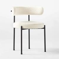 Buy cheap Adjustable White Boucle Dining Chair with Metal Iron Legs Style Modern Kitchen product
