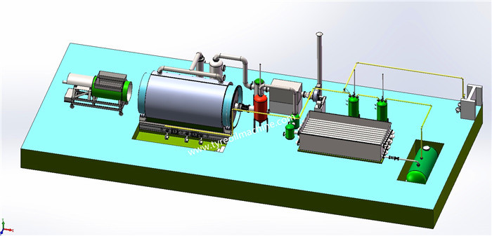 8 ton Per Day Small Scrap Tyres Recycling To Fuel Oil Production Equipment