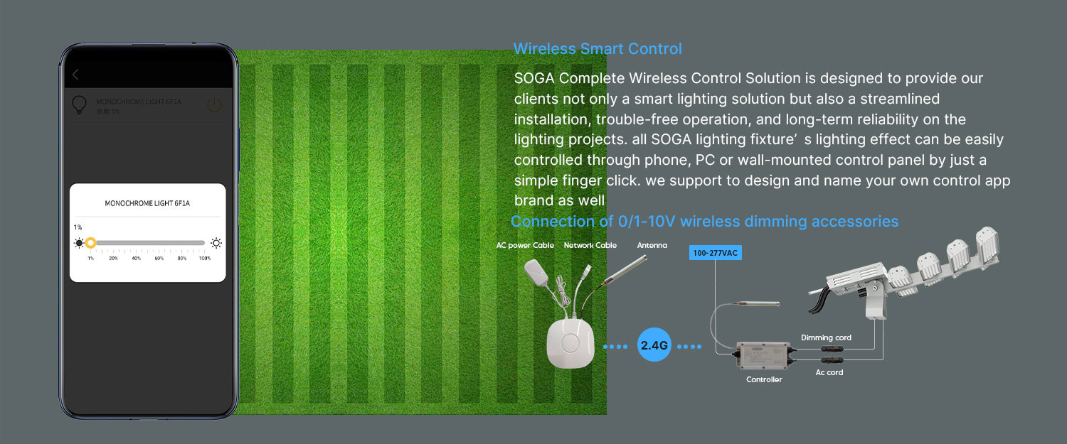 Modular LED Stadium Flood Light with Dimming and Wireless Control