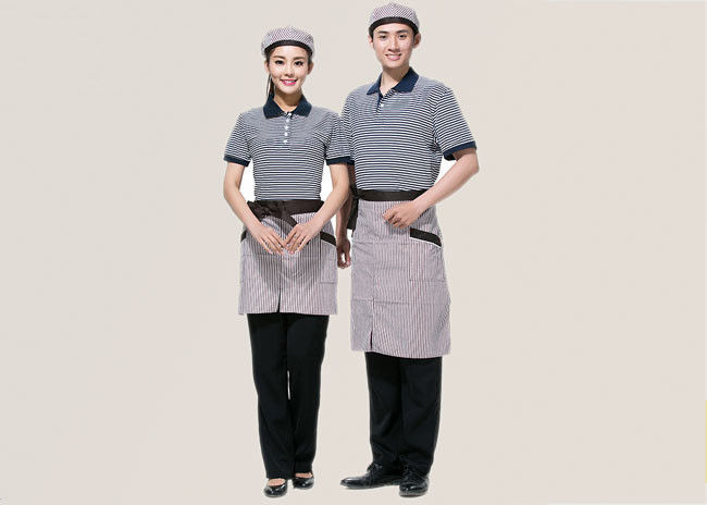 Combed Cotton Restaurant Uniforms Polo Shirts Contrast Color For Men And Women