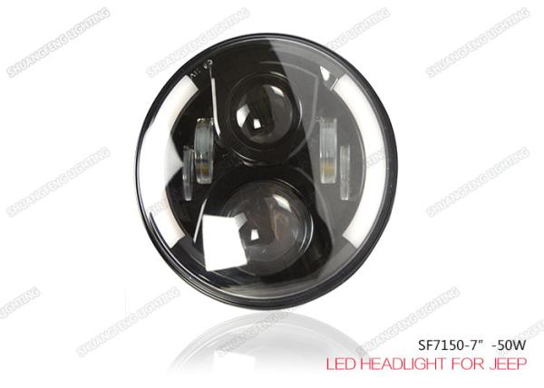 Buy cheap CREE LED Chip Jeep LED Headlights 50W Hi / Lo Beam With White Blue Yellow DRL from wholesalers