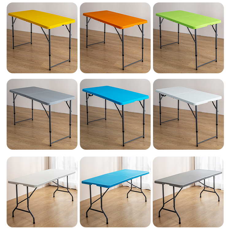 Foldable Outdoor HDPE Plastic Metal Adjustable Party Event Picnic Dining Table for Camping
