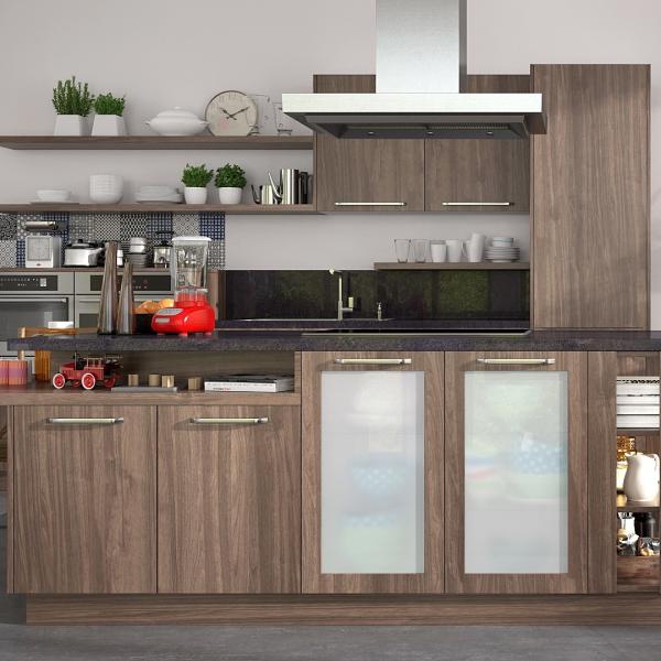 Buy cheap Modern Design Kitchen Cabinet Stainless Steel Carcase Glass Door MDF PVC from wholesalers