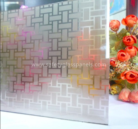Shower Room Obscure Acid Etched Glass Patterns , Double Sided Auto Float Glass