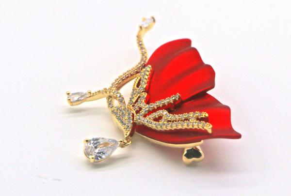 Buy cheap Red Petal Diamond Brooch Pin With Copper Clasp For Clothing from wholesalers