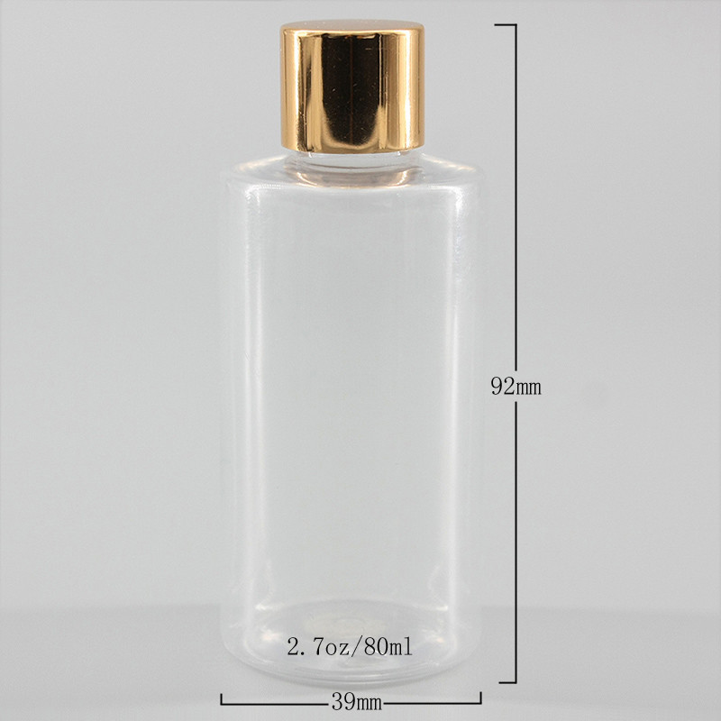 2.7oz/80ml Clear PET Cylindrical Bottle , Perfume Liquid Skincare Products Bottle, Lotion Spray Cosmetic Plastic Bottle