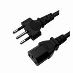 10A 250V Italy Power Cord , 3 Pin IMQ Standard Black Universal AC Power Cord