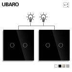 UBARO Grey Dual Touch Switch Manual Touch 2 Gang 2 Way Smart Light Switch Live