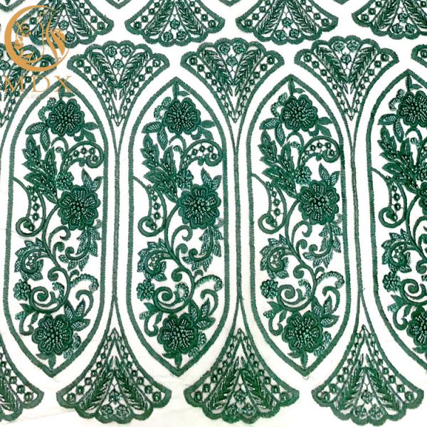 Buy cheap Customized Emerald Green Embroidery Lace Fabric Beaded Sequined Decoration from wholesalers