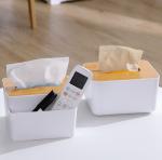 Rectangular Bamboo Wooden Tissue Box Holder Dispenser