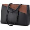 Buy cheap LAPTOP TOTE BAG FOR WOMEN 15.6 INCH WATERPROOF LEATHER COMPUTER BAGS BUSINESS OFFICE WORK BRIEFCASE BLACK from wholesalers
