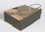 Kraft Reusable Shopping Bags , Fashion Striped Paper Bags With Handles
