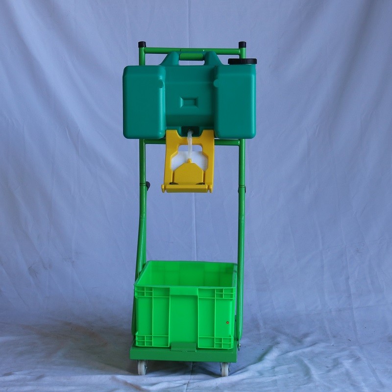 Green Trolley portable eyewash emergency eyewash 30L(8gallon) ABS portable eye wash station, plastic emergency eye wash