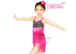 MiDee Magenta Latin Dress Dance Costume With Fringe For Girls