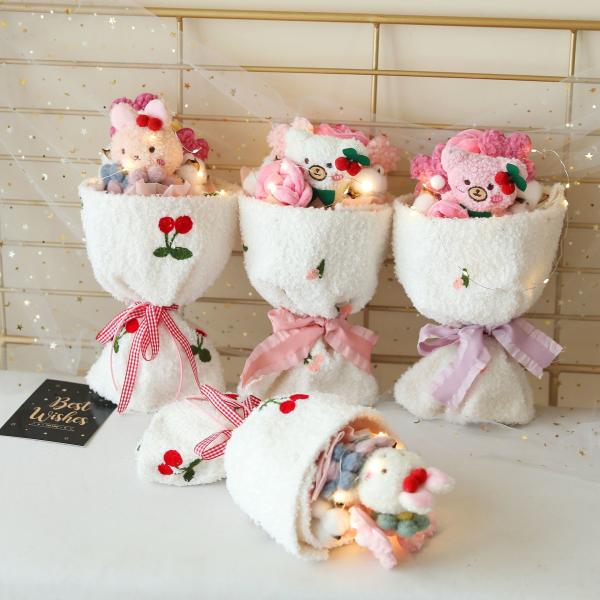 Buy cheap Doll Bouquet Cute Plush Bunny Doll Bouquet Christmas Holiday Gift Finished Fabric Bouquet from wholesalers