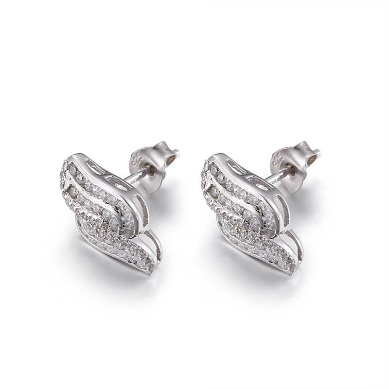 White 925 Silver CZ Earrings 1.69g 7mm Cubic Zirconia Stud Earrings