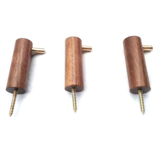 Wooden Coat Hook with brass stick -sapele / walnut /Beech wood hat hanger for
