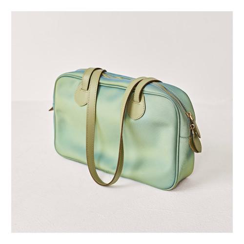 Buy cheap Green PU Shoulder Bag 35cm 21cm Nylon Tote Bag With Zipper from wholesalers