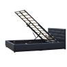Buy cheap Black Ottoman Leather 4ft6 Upholstered Double Bed Frame Gas Lift Storage Bed from wholesalers