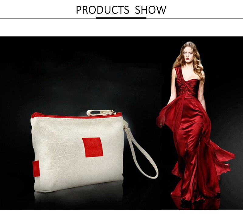 Eco Friendly Zipper Soft Canvas Cosmetic Makeup Bag