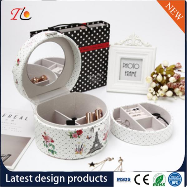 Buy cheap High end and elegant PU leather jewelry box for wholesale from manufacturer jewelry box with mirror box drawer from wholesalers