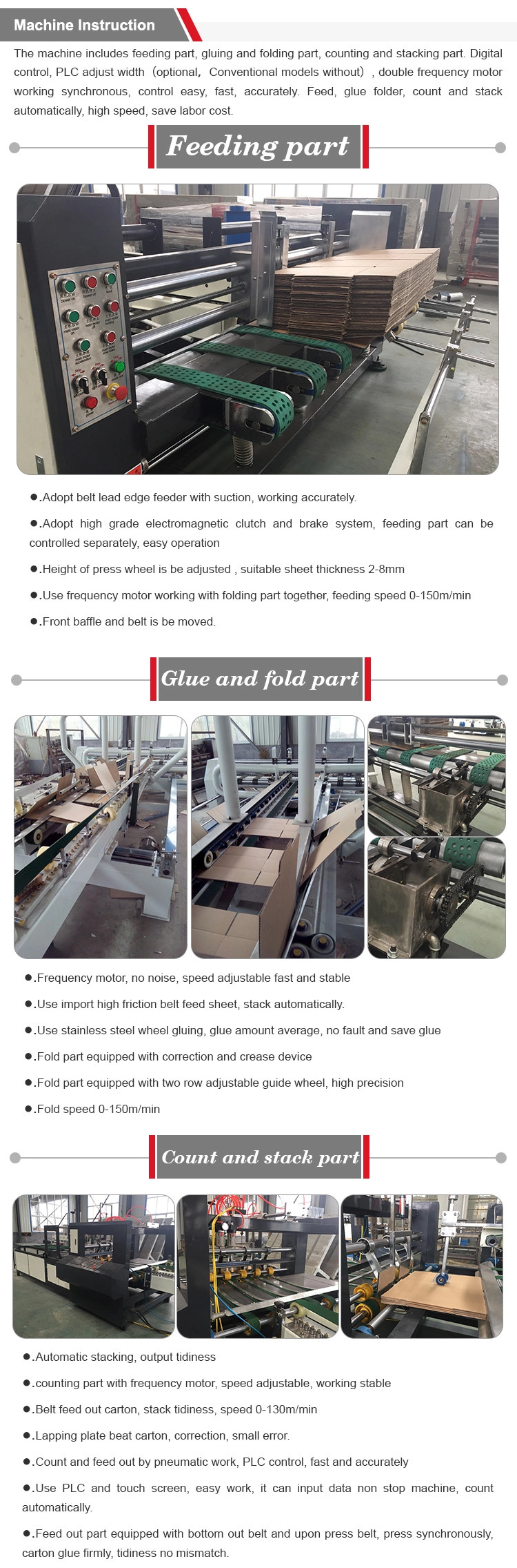 Automatic Corrugated Cardboard Folder Gluer Carton Box Making Machine