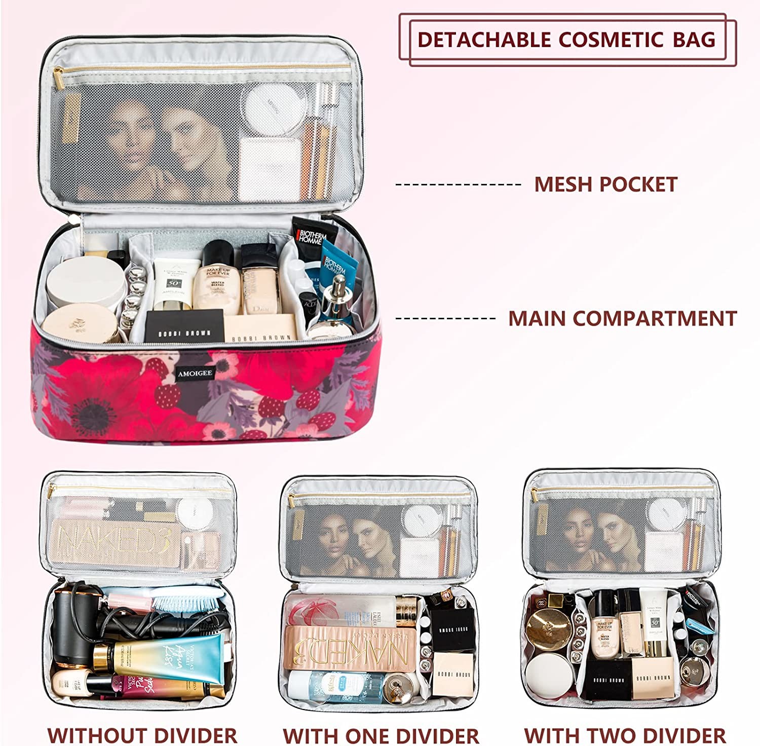 High quality lager capacity double lager design cosmetic bags
