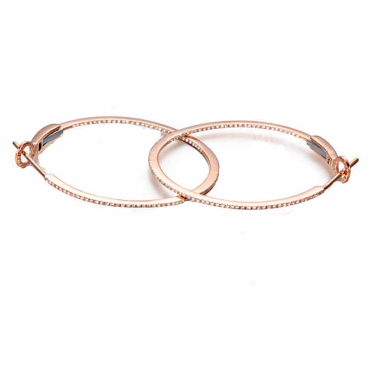 18K Rose Gold 0.33 carat Diamonds Hoop Earrings for Women Gift (GDE017)