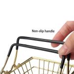 Portable Cute Storage Basket Mini Metal Gold Shopping Basket with Handles