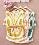 Blouse, Women, Hollow Out, Loose, Beach Crochet, Bikini, Blouses, Long Sleeve,