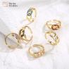 Buy cheap Women Men Jewelry Gold Plated Colorful Enamel Rings , Adjustable Cuban Link Rings from wholesalers