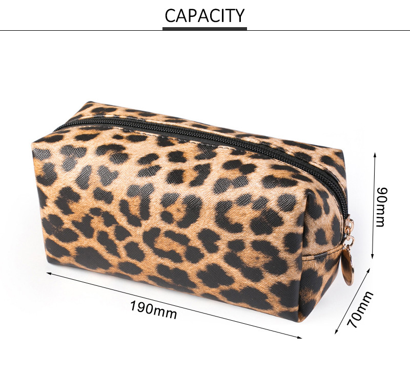 Portable Women Leopard PU Leather Travel Makeup Bag