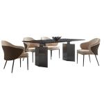 Sleek Stainless Steel Dining Tables With Marble Tops Available For Bulk