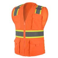 Buy cheap Motorcycle High Visibility Orange Safety Vest Clothing Bulk Multi Pockets product