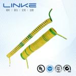 PUR yellow green spiral cable, spring wire, coil cable