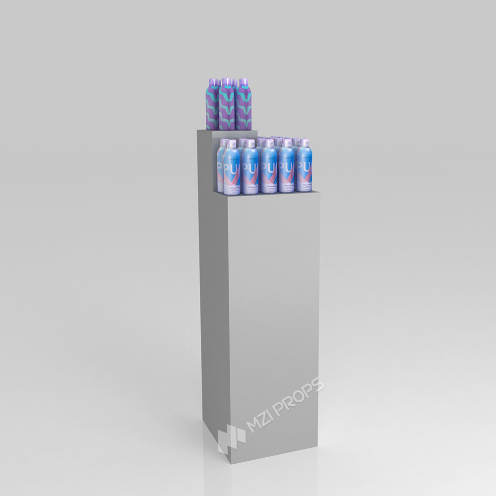 GDR01-BZ-09 Retail Display Column with Grey Over-Oil Board and LED Strip Lights for Fashion Boutiques