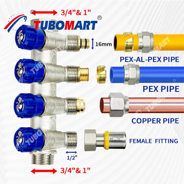 Buy cheap Brass Pex Water Distribution Manifold 2 - 12 Outlets Pex Plumbing Manifold from wholesalers