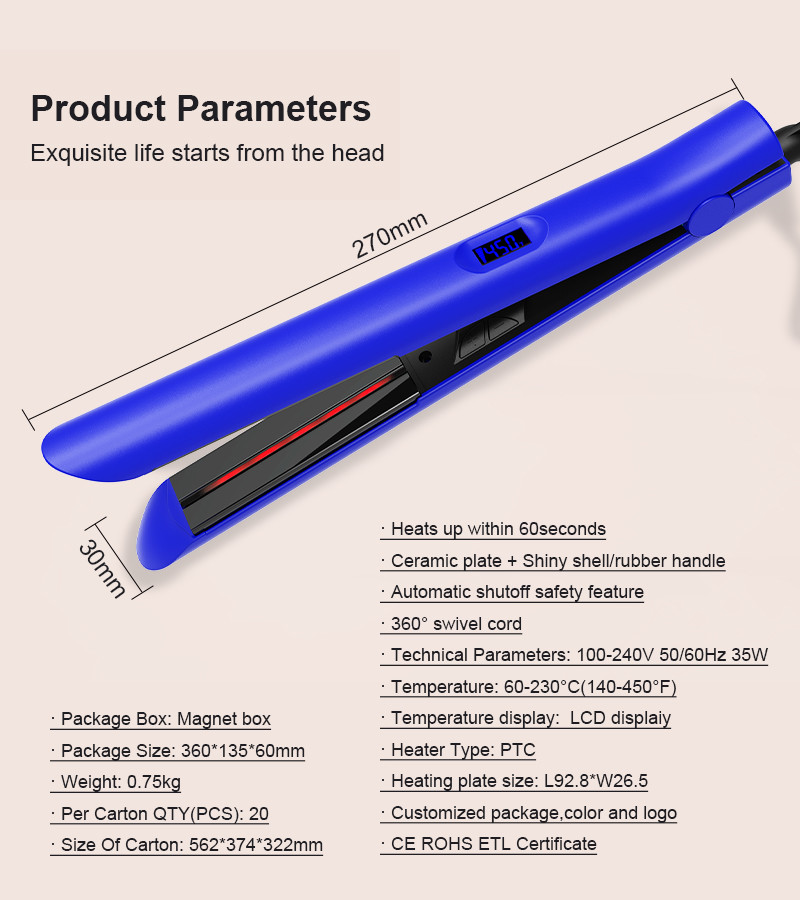Professional Flat Iron Infrared Hair Straightener Tourmaline And Ceramic Plates