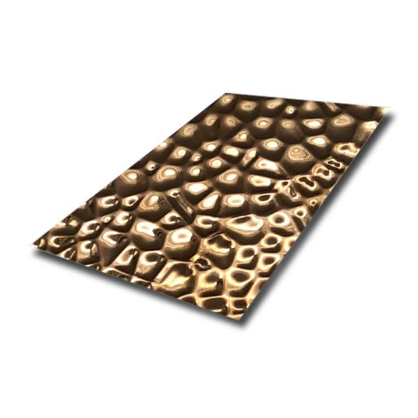 Mirror Gold Pvd Color Water Wave Ripple Stainless Steel Panel Stamped Ripple