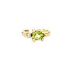 18K Gold Plated 925 Sterling Silver TRENDY Design Pear Cut Peridot CZ Cuff