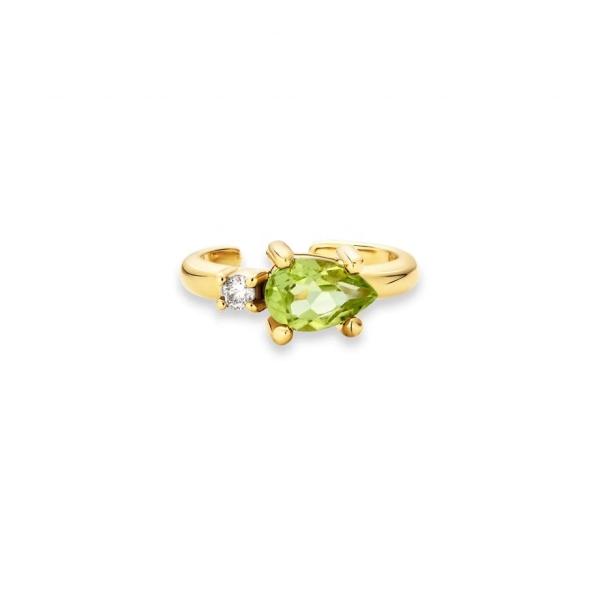 18K Gold Plated 925 Sterling Silver TRENDY Design Pear Cut Peridot CZ Cuff
