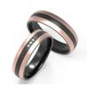 Buy cheap Decorative Black Titanium Wedding Band Rose Gold Double Line Set Zircon Ring from wholesalers